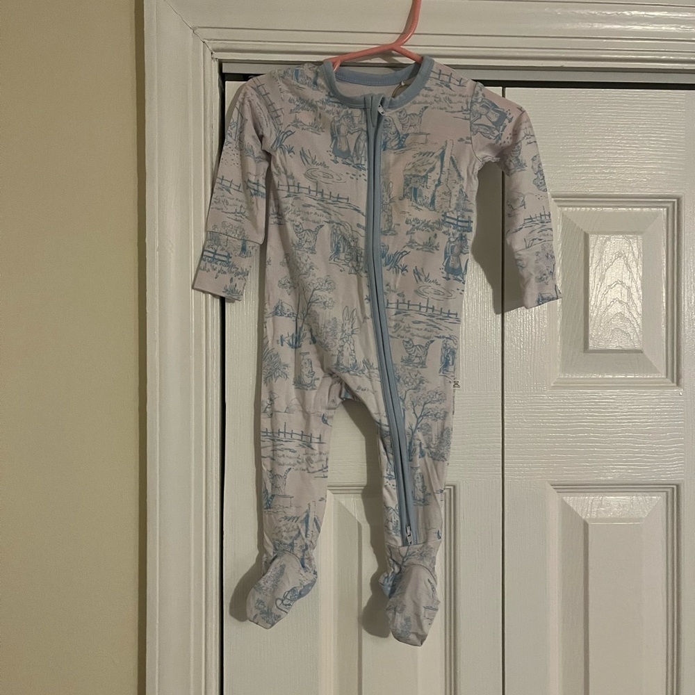 Blue Patterned story theme  bamboo pjs